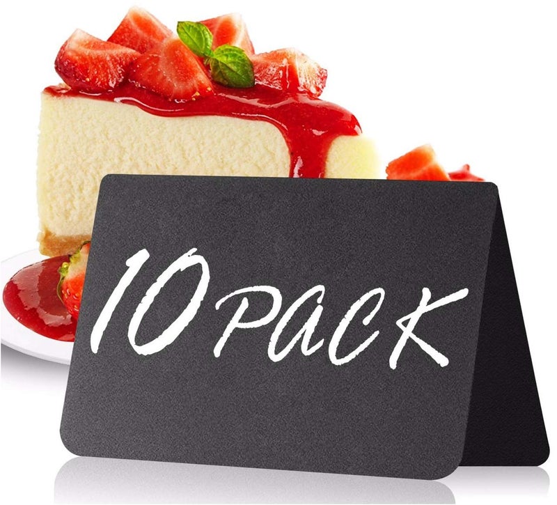 IRICUS 10 Pack Mini Chalkboard Table Tent Signs 4x3 â€“ Reusable Food Labels for Buffet Party & Wedding â€“ Plastic Display Chalk Board Tags for Catering & Event Displays - Image 1